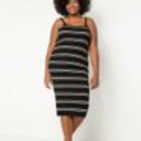 Cropped Striped Cardigan + Striped Cami Dress - Picture 2 of 6